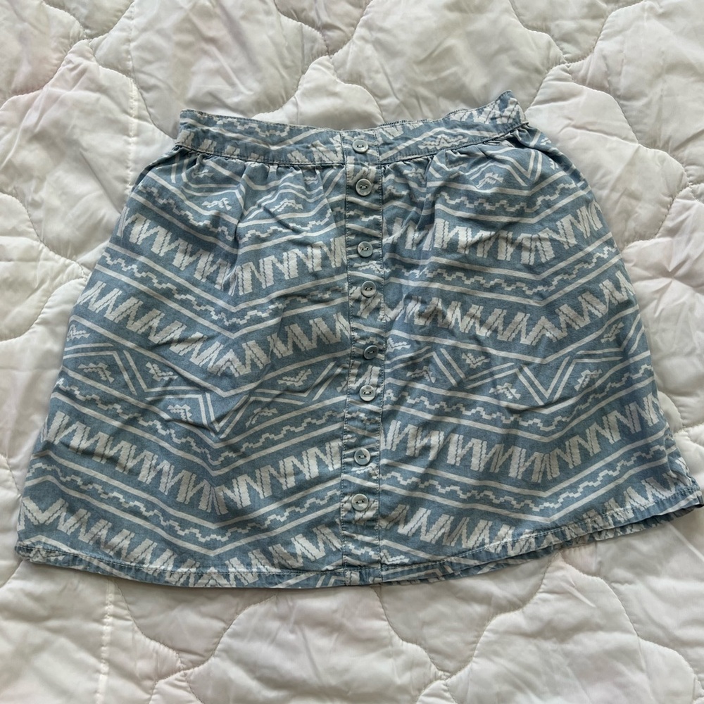 Mossimo Button front Blue Patterned Women's Skirt